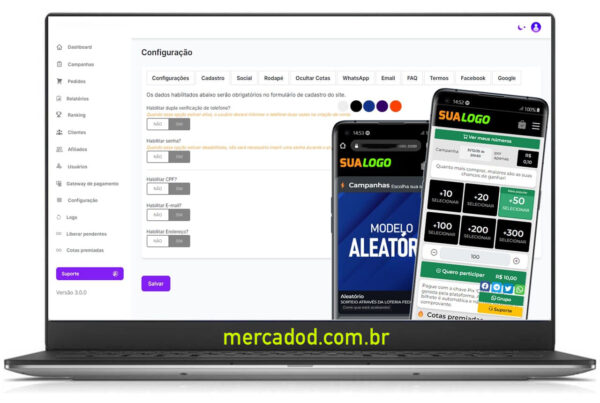 Script Rifa Premium Php v15 – 10 Milhões de Números, Afiliados e cotas premiadas