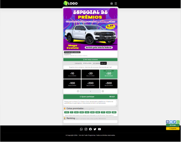 Script Rifa Premium Php v15 – 10 Milhões de Números, Afiliados e cotas premiadas - Image 2